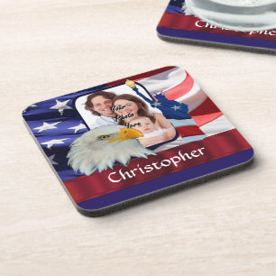 Posavasos Plantilla de fotos de iconos norteamericanos patri