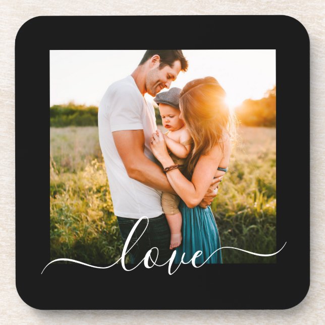 Posavasos Plantilla de fotos de las brasas duras Amor Texto  (Frente)