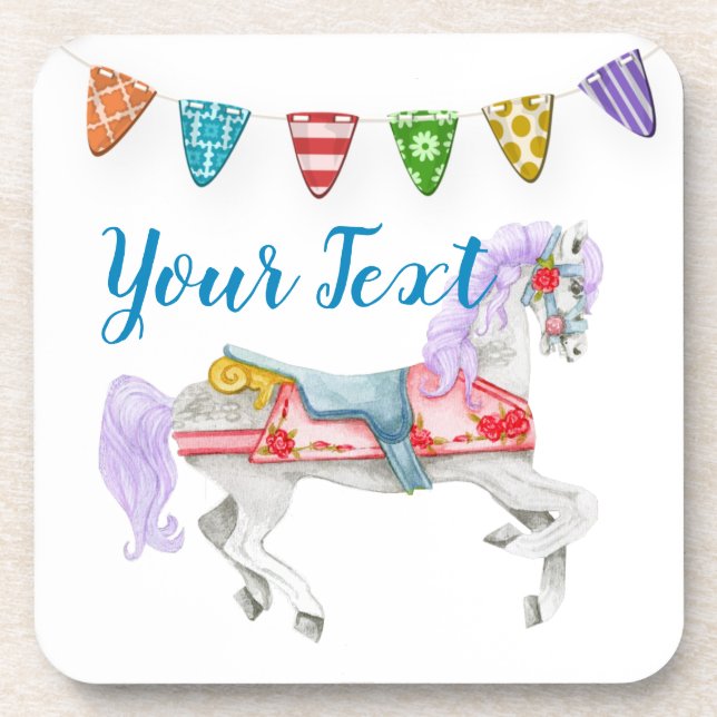 Posavasos Plantilla de Personalizado de caballo de carrusel (Frente)