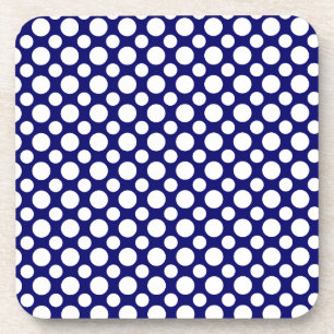 Posavasos Plantilla de puntos de polka blanco