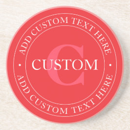 Posavasos Plantilla de texto circular elegante editable rojo