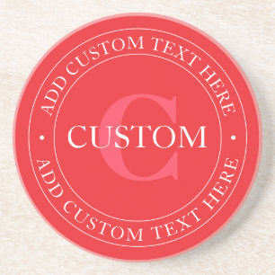 Posavasos Plantilla de texto circular elegante editable rojo