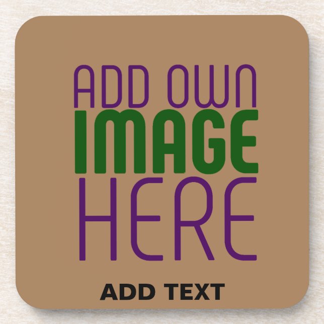 POSAVASOS PLANTILLA DE TEXTO DE IMAGEN MARRÓN SENCILLA EDITA (Frente)