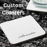 Posavasos Plantilla moderna en blanco, corte de cocinas con<br><div class="desc">Plantilla blanca moderna en blanco,  PLANTILLA para un nombre en toalla de cocina de tipo negro| Con una plantilla fácil de personalizar,  perfecta para una cocina personalizado. Parte de una decoración de cocina personalizado coincidente</div>