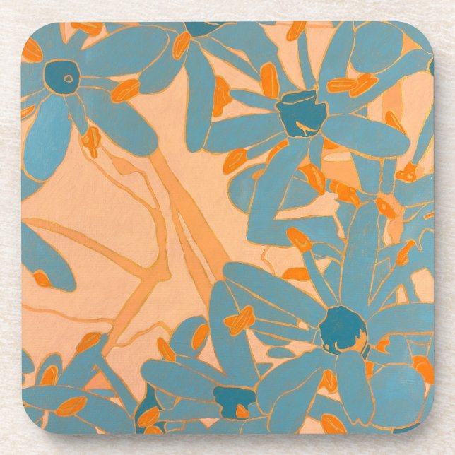 Posavasos Plastic Coaster Contemporary Leaf Design in Peach (Frente)