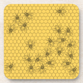 Posavasos Plástico de miel de abeja y abeja de miel amarillo
