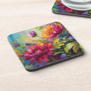 Posavasos Plástico duro de pintura con motivos florales vírg