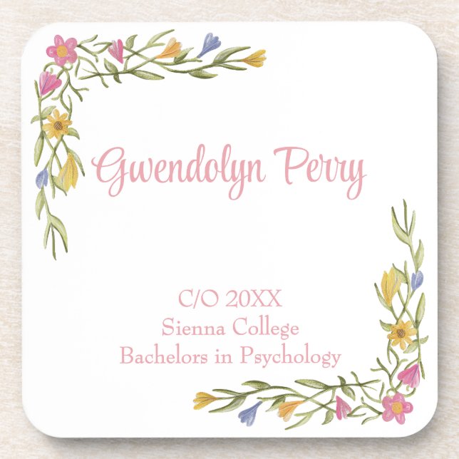 Posavasos Plástico Fiesta de graduación de Floral Boho Colle (Frente)