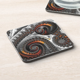 Posavasos Plata y Naranja Mandelbrot Sphere Coasters