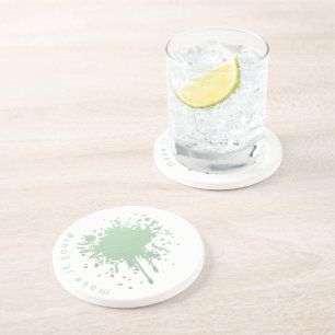 Posavasos Platos de Papel de Mancha de Tinta Verde Menta - H