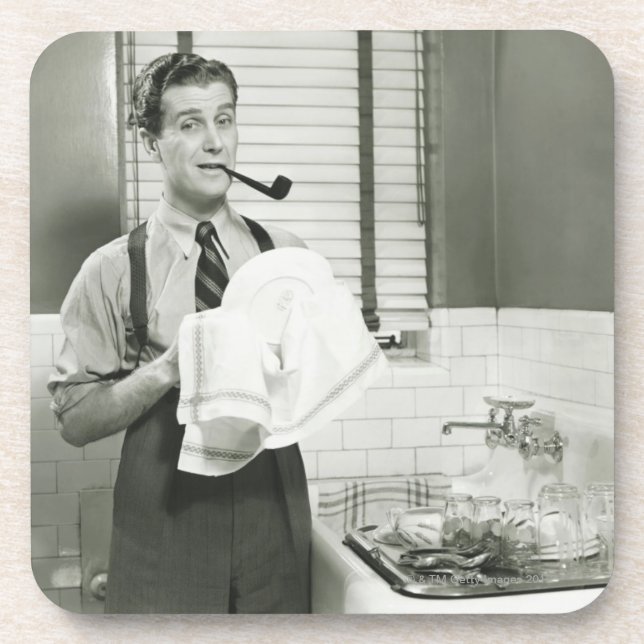 Posavasos Platos que se lavan del hombre (Frente)