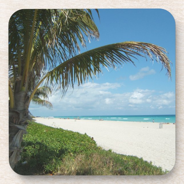 Posavasos Playa blanca w/Palm de la arena (Frente)