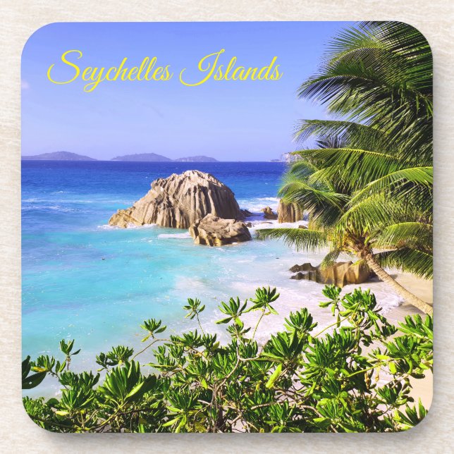 Posavasos Playa de Isla Tropical de Seychelles (Frente)