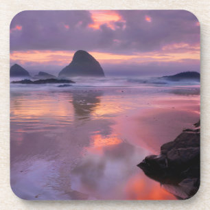 Posavasos Playa de Oregón y estanques marítimos, puesta de