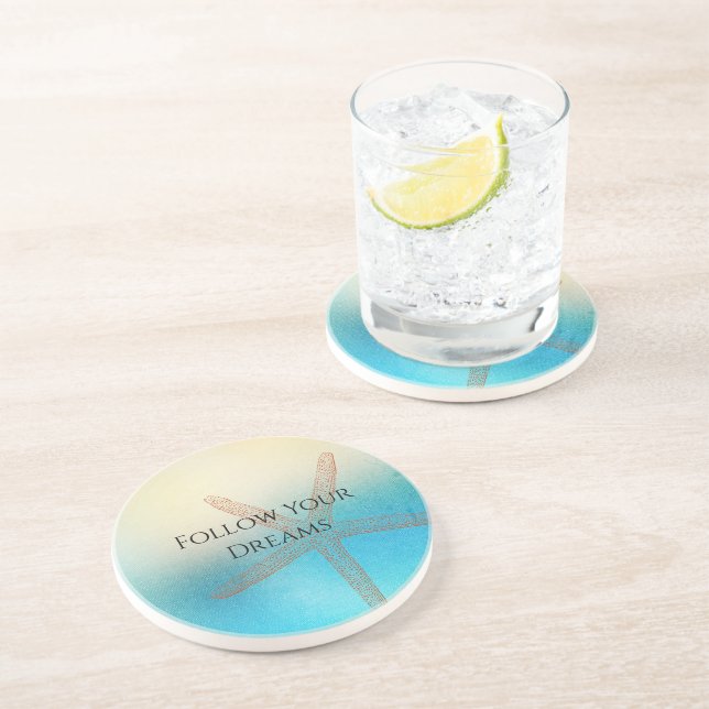 Posavasos Playa de peces azul turquesa de agua blanca (Lado)