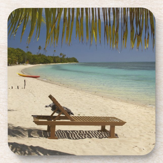 Posavasos Playa, palmeras y tumbonas (Frente)