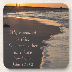 Posavasos Playa Pareja Caminando Al Sunrise John 15 12