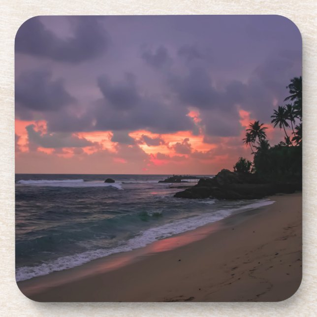 Posavasos Playa Romántica al Atardecer (Frente)