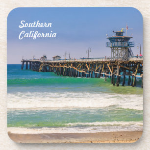 Posavasos Playa y muelle del sur de California en San Clemen