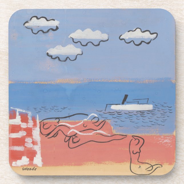 Posavasos Playas, arena y cielos azules (Frente)