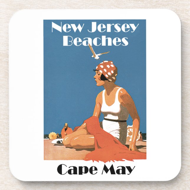 Posavasos Playas de Nueva Jersey ~ Cabo de Mayo (Frente)