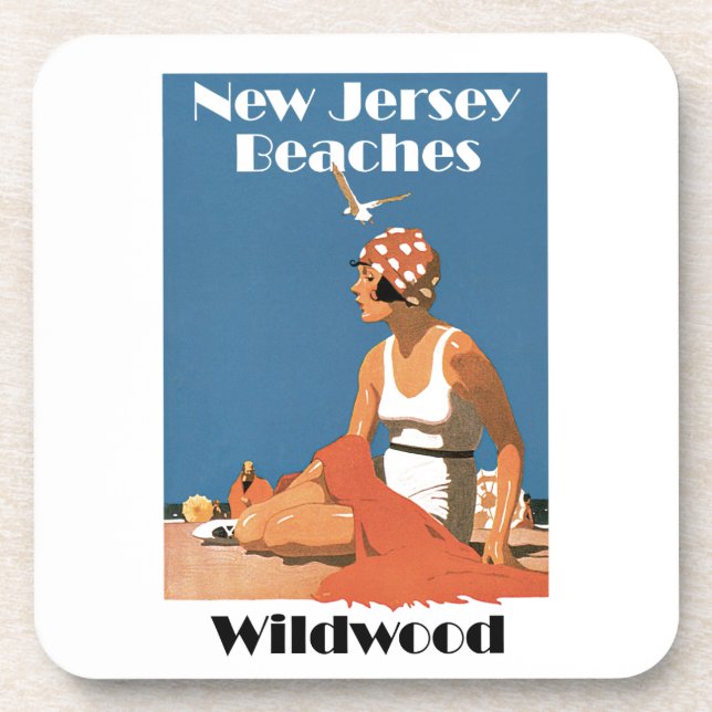 Posavasos Playas de Nueva Jersey ~ Wildwood (Frente)