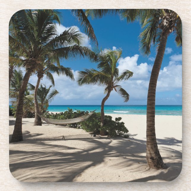 Posavasos Playas tropicales | Playa de Anguila, palmera (Frente)