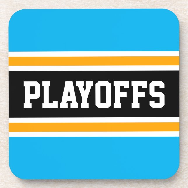 Posavasos PLAYOFFS Fun Bold Sky Blue Yellow Black Strips (Frente)