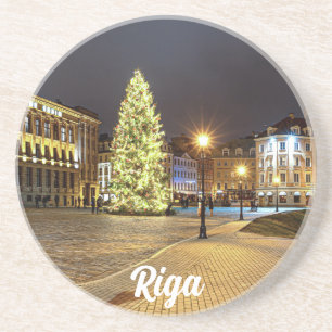 Posavasos Plaza Cúpula con árbol de Navidad en Riga