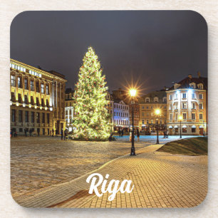 Posavasos Plaza Cúpula con árbol de Navidad en Riga