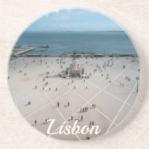 Posavasos Plaza de Comercio desde arriba en Lisboa, Portugal