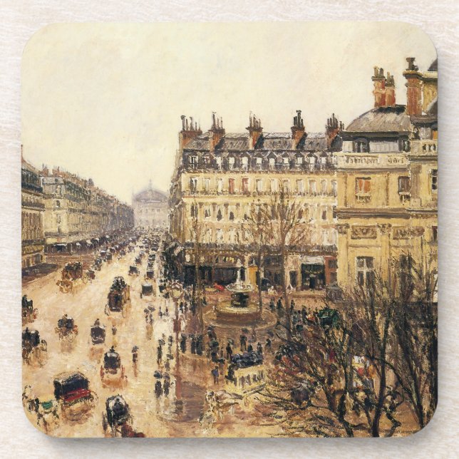 Posavasos Plaza del Teatro Francais, París Lluvia por Pissar (Frente)