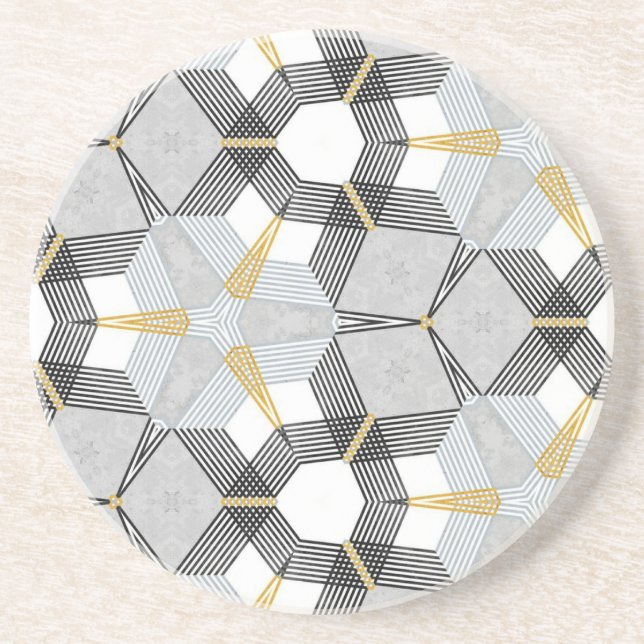 Posavasos Plaza hexagonal colorida: caleidoscopio geométrico (Frente)