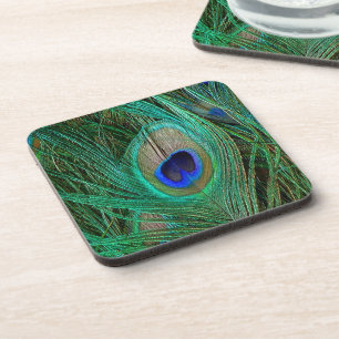 Posavasos Pluma de Pavo Real Azul Indio