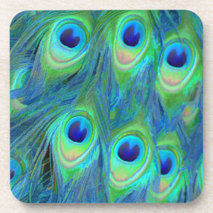 Posavasos pluma de pavo real neón/psicodélico de PixDezines