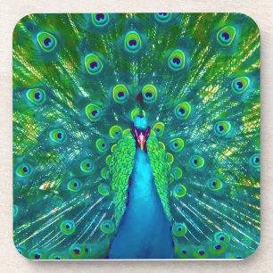 Posavasos pluma de pavo real neón/psicodélico de PixDezines