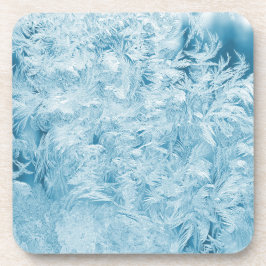 Posavasos plumas azules abstractas y copos de nieve