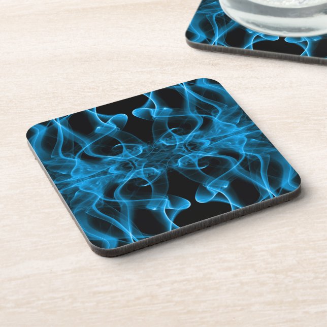 Posavasos Plumas de humo azul en negro (Lado Izquierdo)