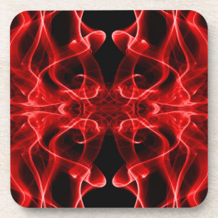 Posavasos Plumas de Humo Rojo sobre Negro