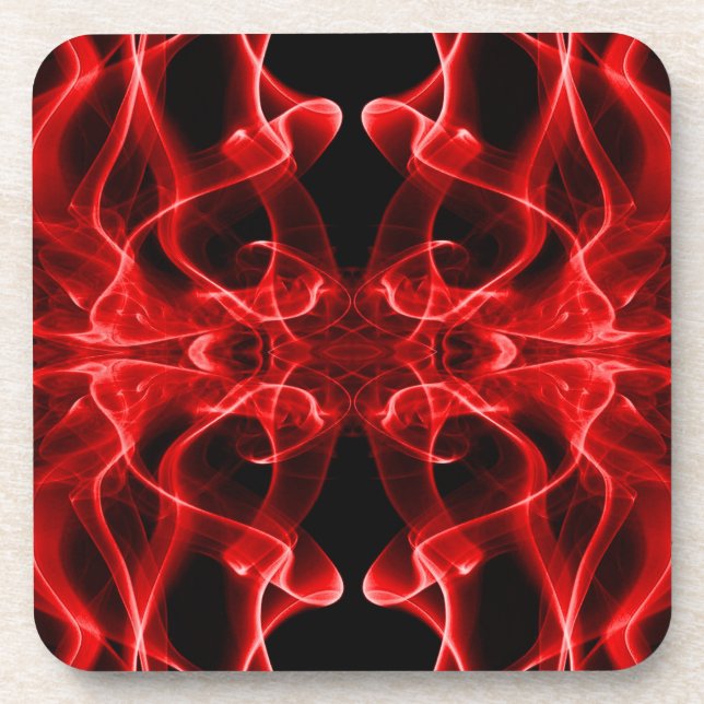 Posavasos Plumas de Humo Rojo sobre Negro (Frente)