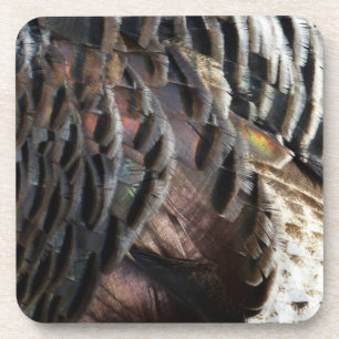 Posavasos Plumas de pavo silvestre I Diseño abstracto de la