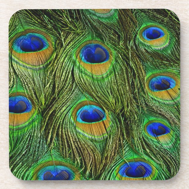 Posavasos Plumas Hermosas de Pavo Real (Frente)