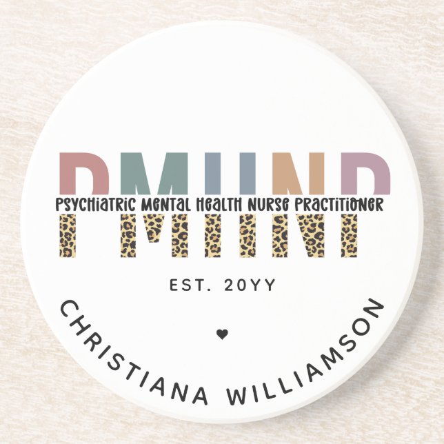 Posavasos PMHNP Leopard Print Psiquiátrica Mental Health NP (Frente)