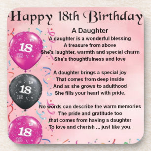 Posavasos Poema de la hija - décimo octavo cumpleaños