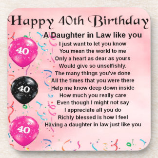 Posavasos Poema de la nuera - 40.o cumpleaños