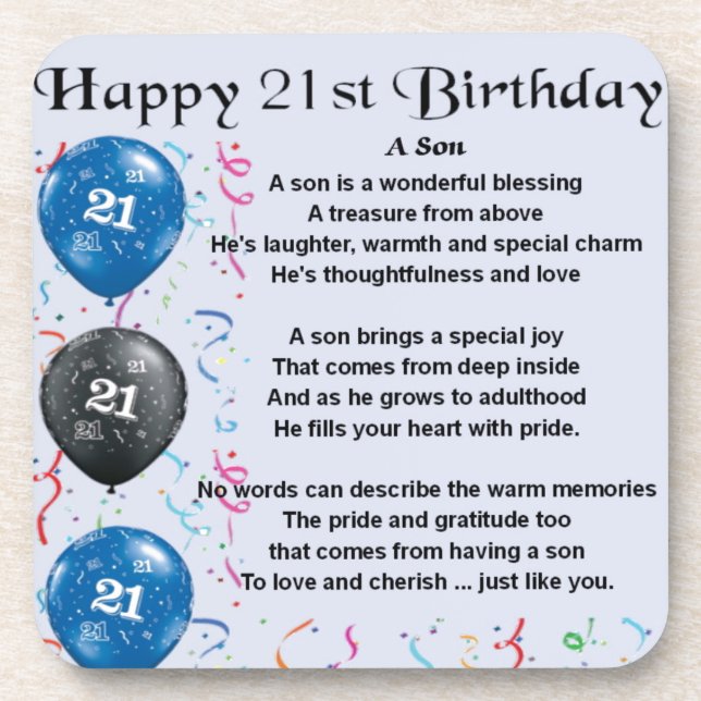Posavasos Poema del hijo - 21ro diseño del cumpleaños (Frente)