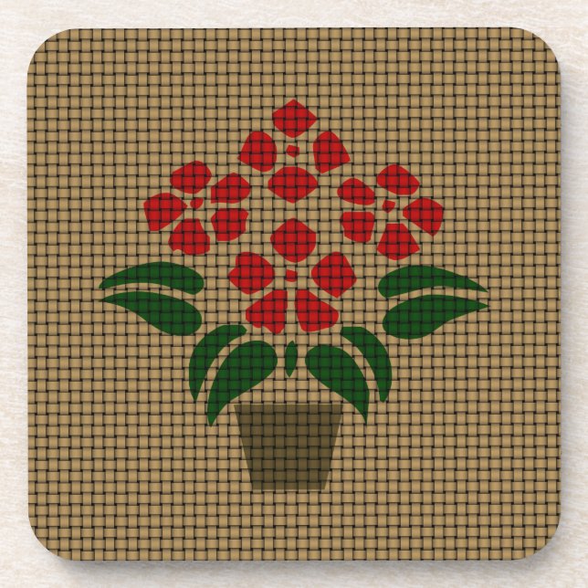 Posavasos Poinsettia tejida (Frente)