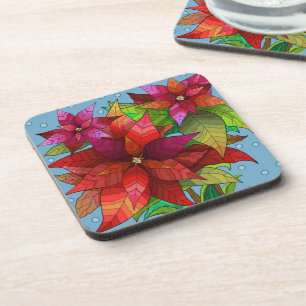 Posavasos Pointsettia pintada; Navidades bonitos