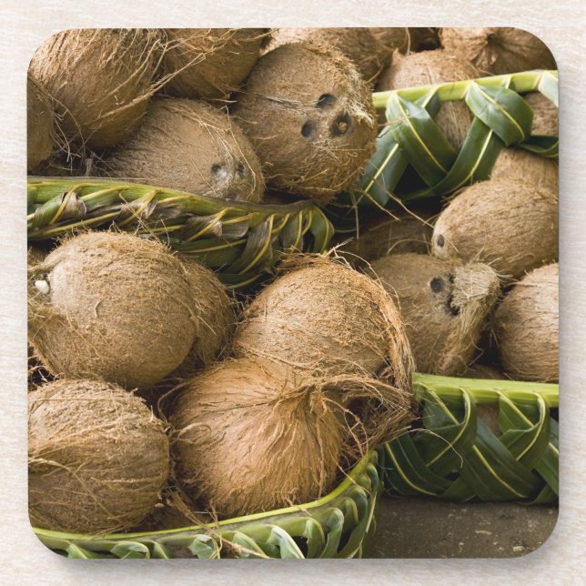 Posavasos Polinesia, Reino de Tonga. Visualización de cocos (Frente)