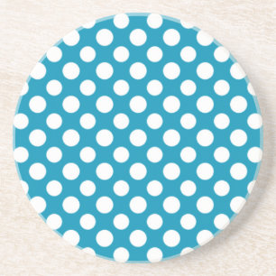Posavasos Polka blanco sobre azul Jumbo con piedra arenisca